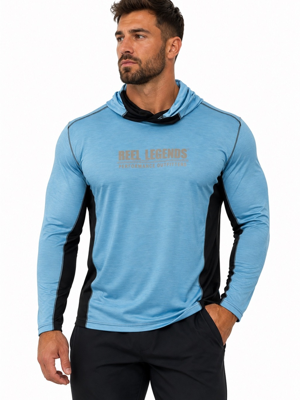 Reel Legends Performance Outfitter Men's Reel-Tec neck shirt blue Large New